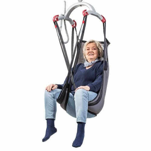 RgoSling Shadow HighBack Net Sling being used by lady with no shoes on